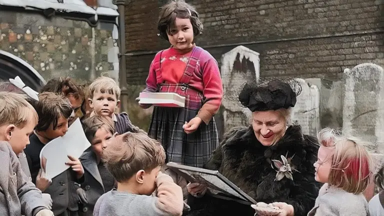 Maria Montessori with children